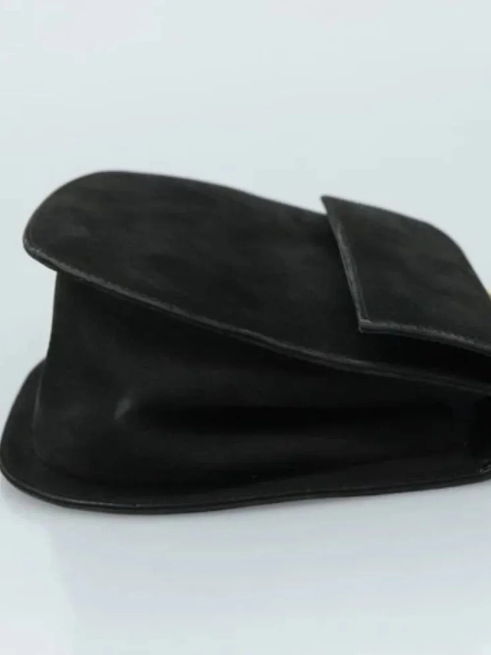 Salvatore Ferragamo Gancini Shoulder Bag Suede Black Gold Auth bs20936
